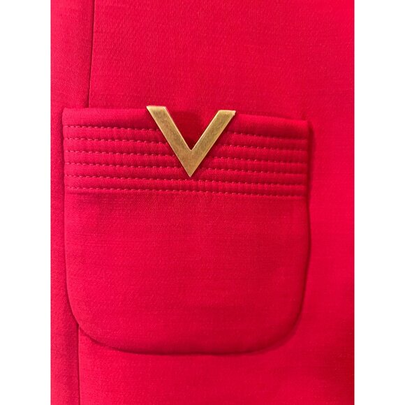 Valentino Garavani V-Logo Pockets Bow red Crepe Mini Dress size IT 36/ US 0 - Picture 7 of 14